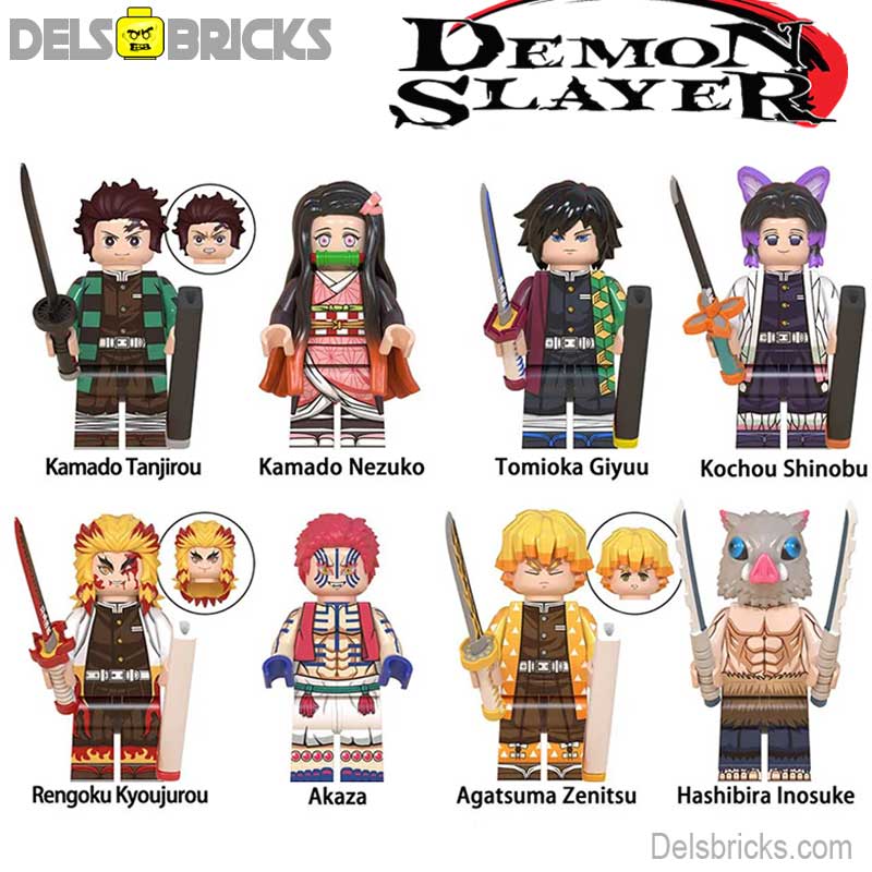 Demon Slayer Anime Set of 8 Lego Minifigures Custom Toys