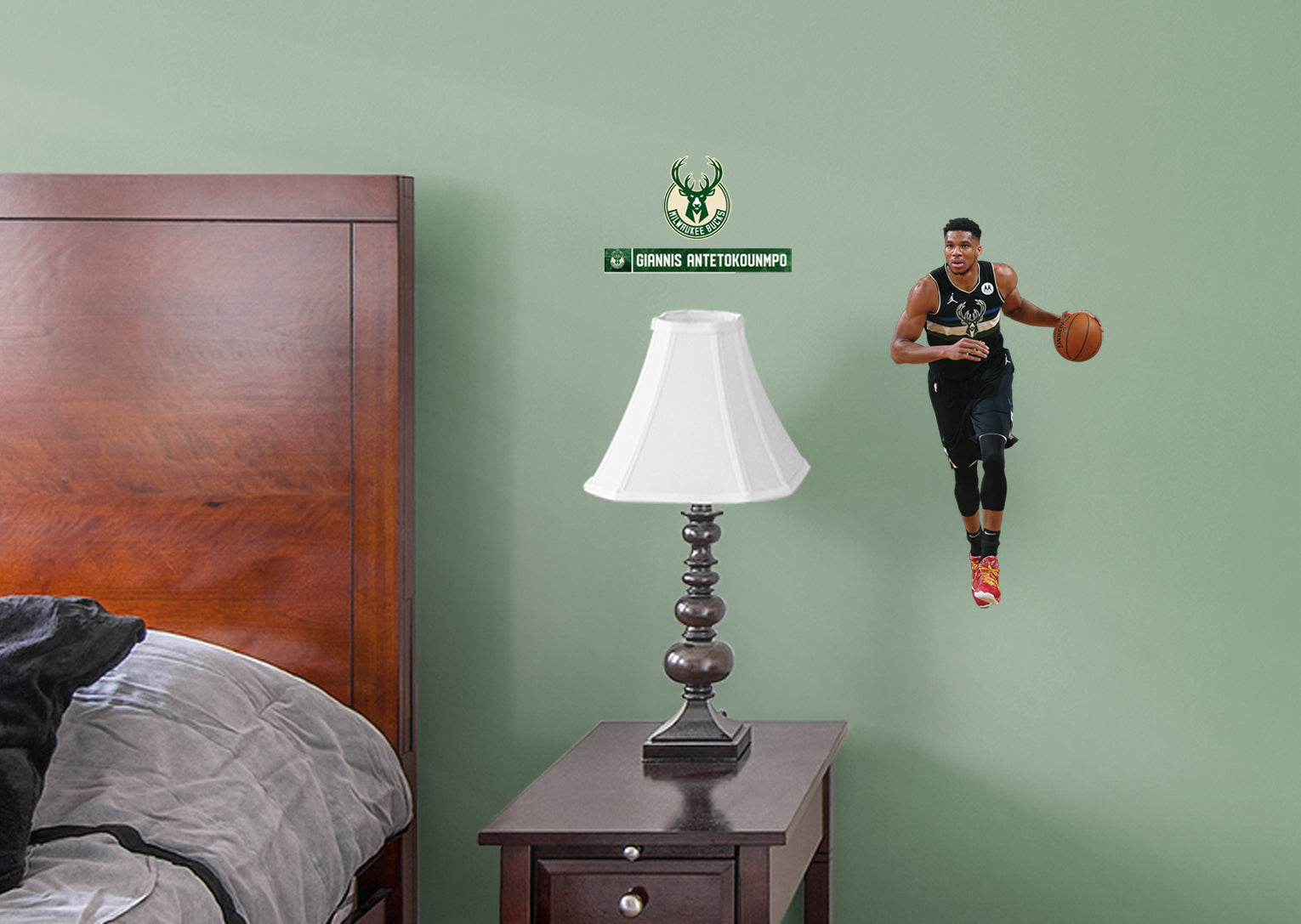 Giannis Antetokounmpo - RealBig Black Jersey Collection - Official NBA - Milwaukee Bucks - Reusable Vinyl Wall Decals