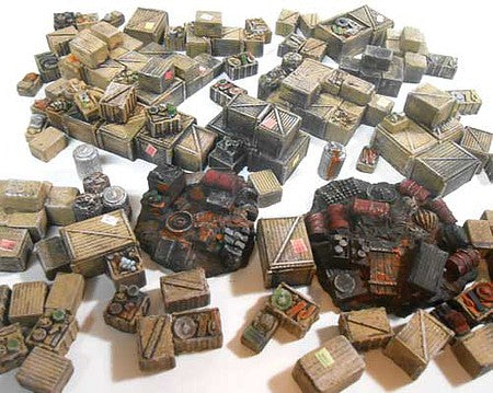Downtown Deco 60 O Scale Clutter, Crates and Boxes Detail Set -- Unpainted