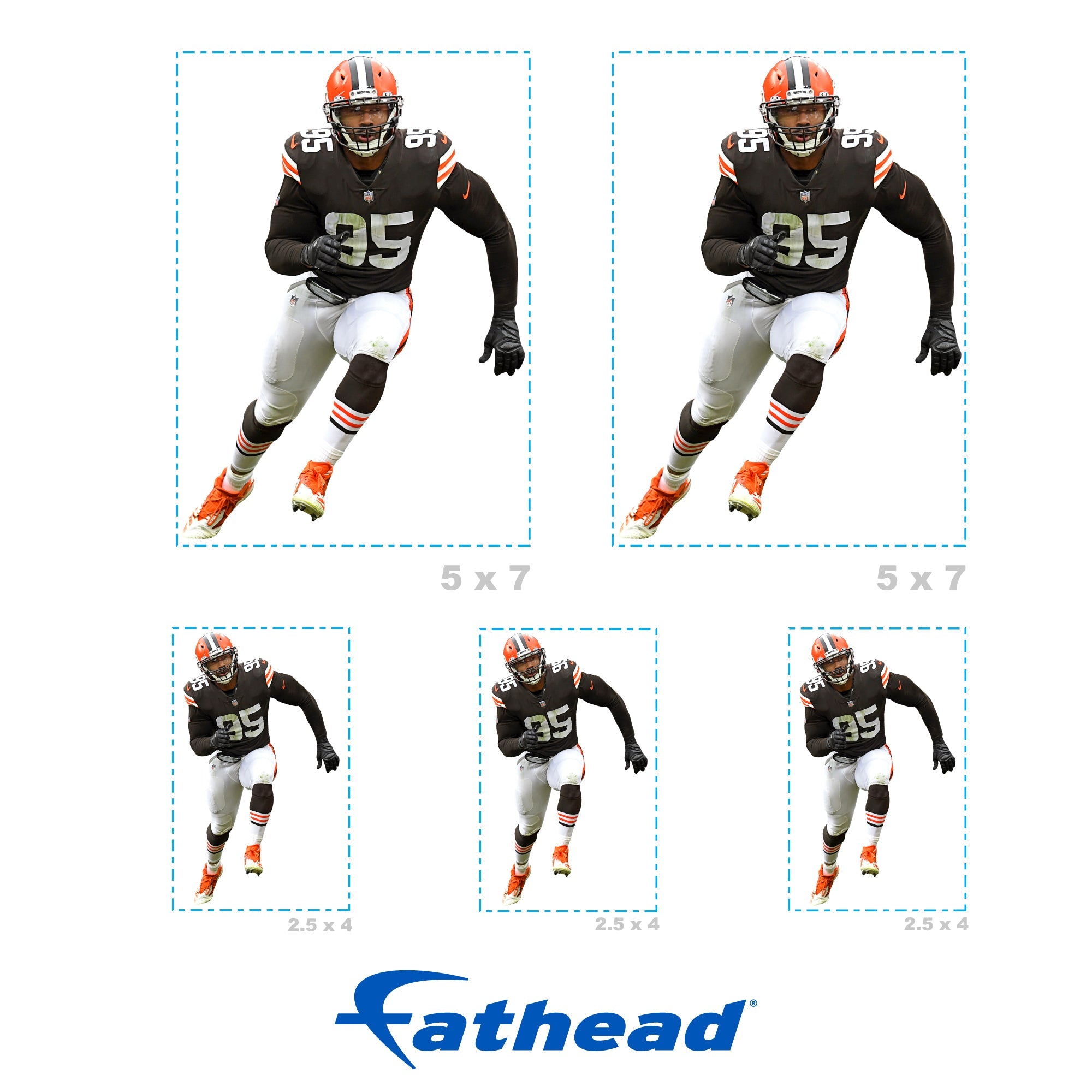 Myles Garrett - 5 Minis (Mixed Sizes) - Official NFL - Cleveland Browns - Reusable Vinyl Decals