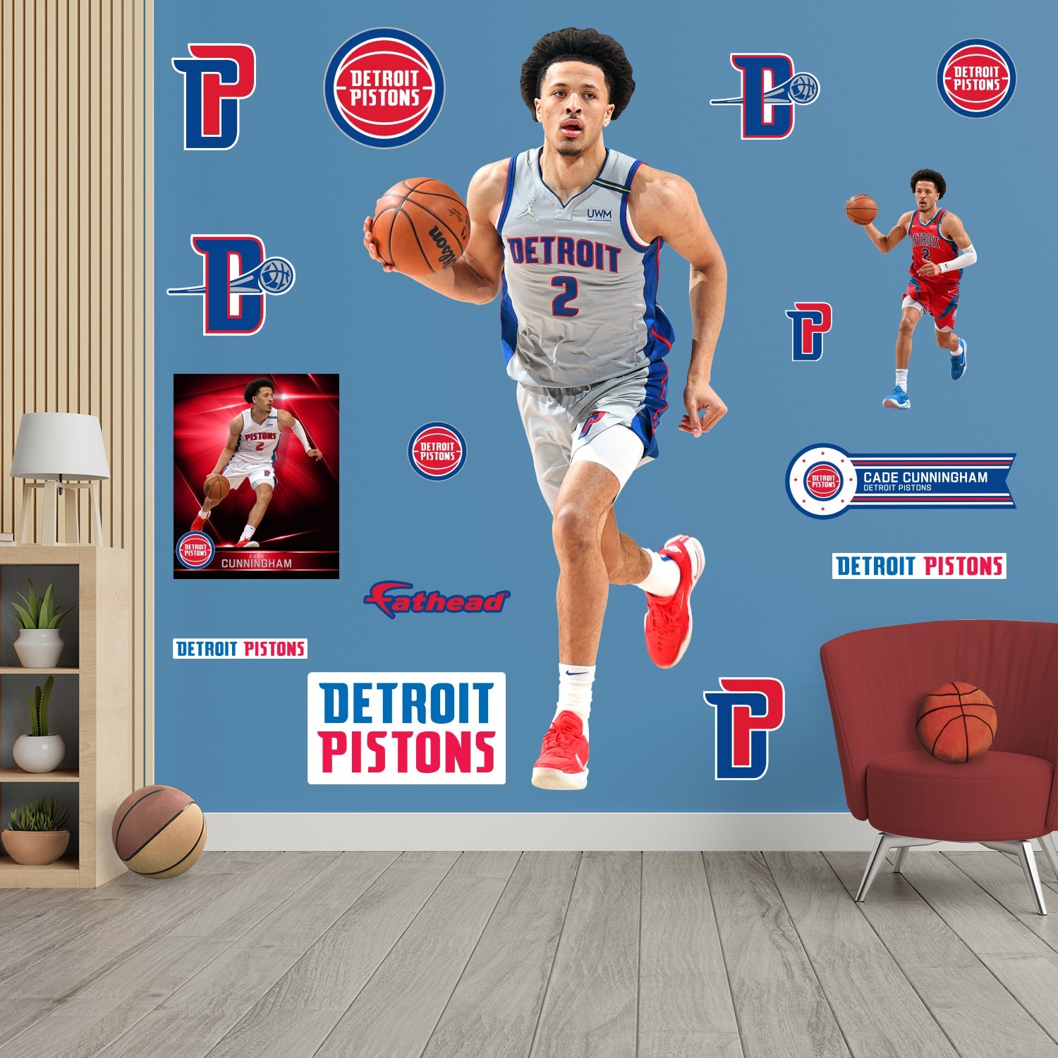 Cade Cunningham - RealBig Collection - Official NBA - Detroit Pistons - Reusable Vinyl Wall Decals
