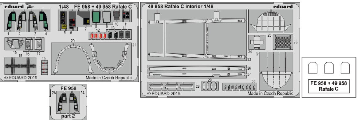Eduard 49958 1/48 Aircraft- Rafale C Interior for RVL (Painted)