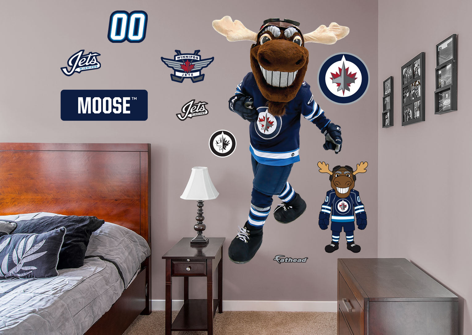 Moose Mascot - RealBig Collection - Official NHL - Winnipeg Jets - Reusable Vinyl Wall Decals
