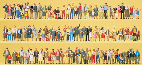 Preiser 13002 HO Scale Pedestrians - Bulk Set -- On Streets & Squares