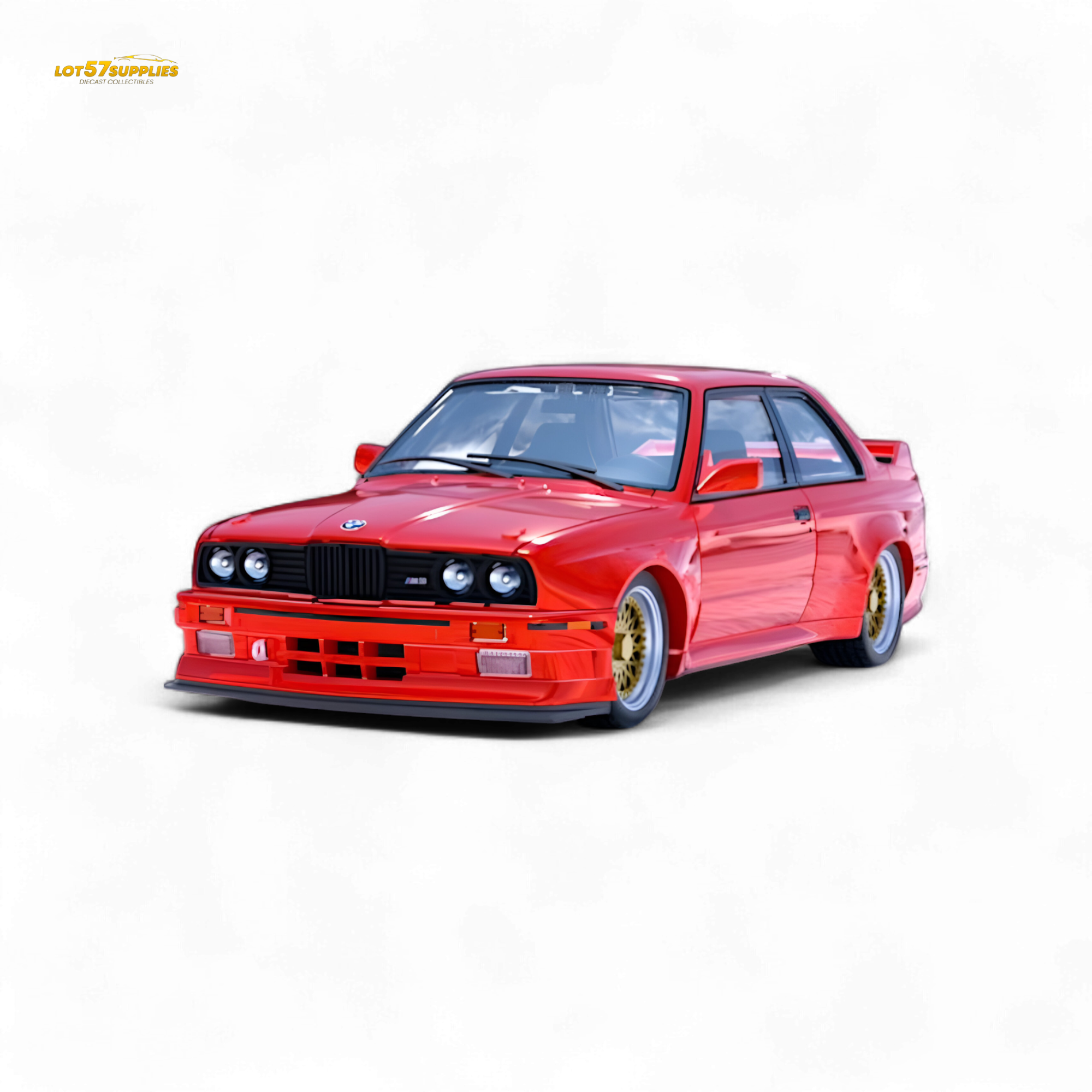 DCM BMW M3 E30 in Red - Gold Wheels 1:64