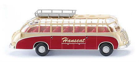 Wiking 73003 HO Scale 1952-1958 Setra S8 Bus - Assembled -- Hanseat (red, ivory, German Lettering)
