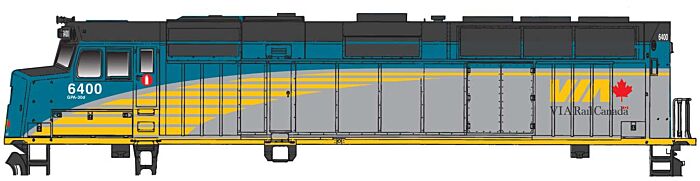 Walthers Mainline 910-9471 HO Scale EMD F40PH - Standard DC -- VIA Rail Canada #6400 (Renaissance Scheme, gray, green, yellow, black)