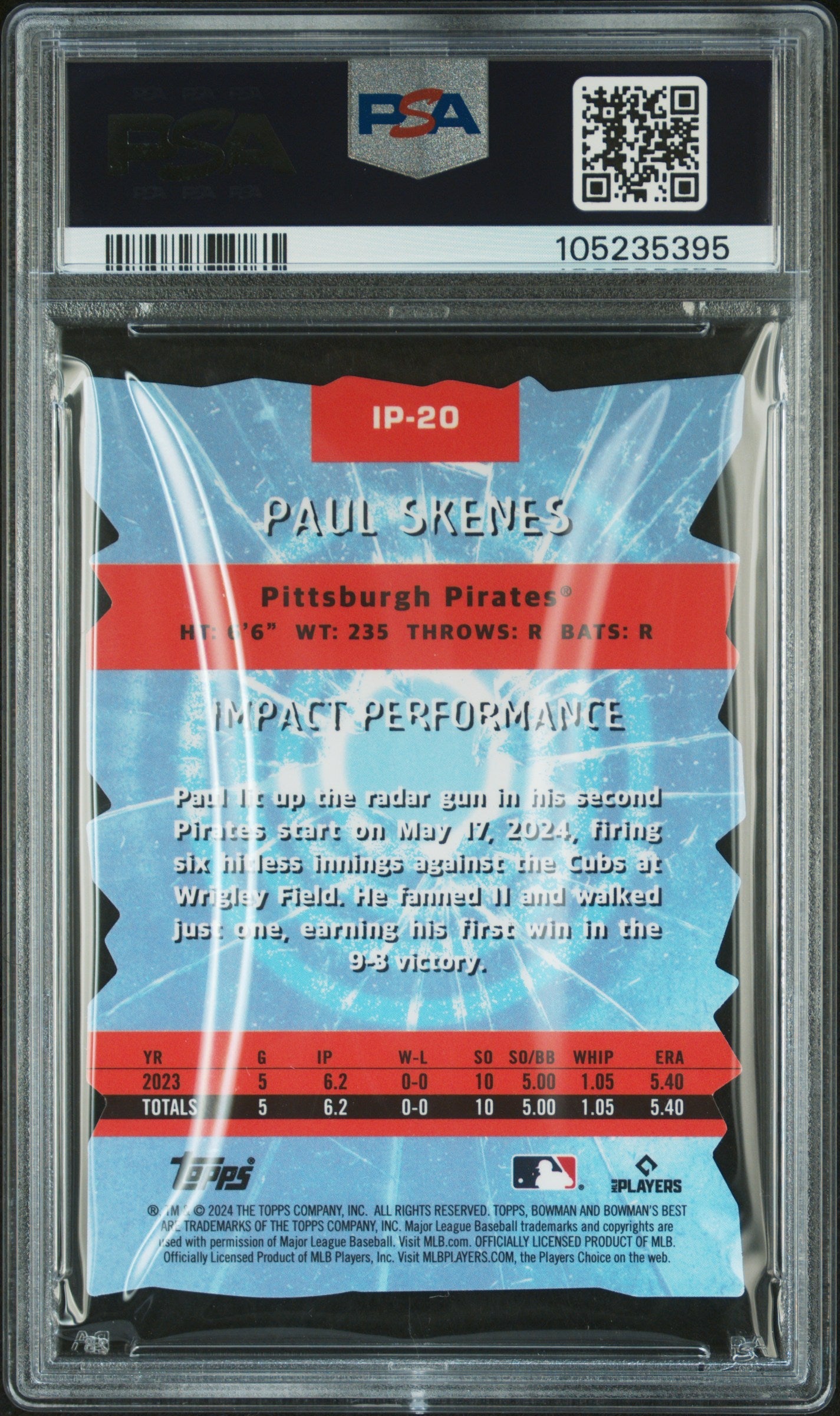 Graded 2024 Topps Bowmans Best Paul Skenes #IP20 Impact Players Rookie