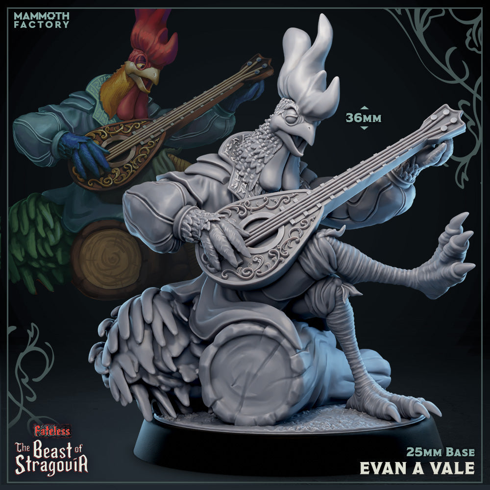 Evan A Vale (Male Aarakocra Rooster Bard)