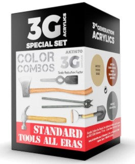 AK Interactive 11670 AFV Series: Standard Tools All Eras Combos 3G Acrylic Paint
