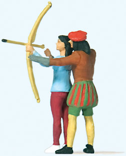 Preiser 28219 HO Scale Archery Instructor w/Student -- pkg(2)