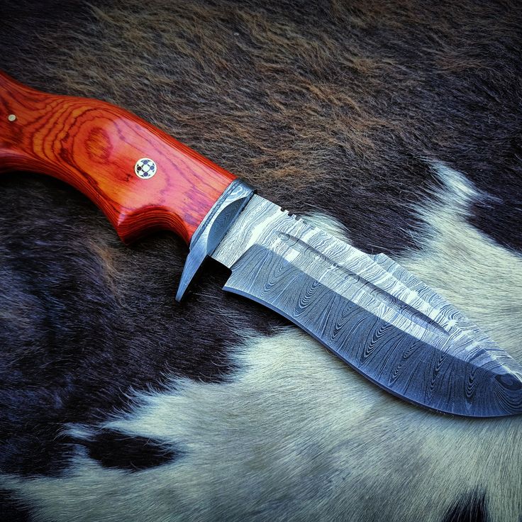 Elemental Hunter Knife – Custom 10" Damascus Steel Blade with Exotic Wood Handle