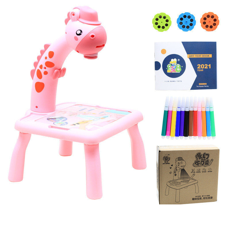 Children's LED Projector Drawing Table – Art Desk with Music and Painting Board