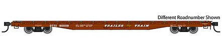 Walthers Mainline 910-5345 HO Scale 60' Pullman-Standard Flatcar - Ready to Run -- Trailer-Train OTTX #90200 (Farm Machinery Service; brown, yellow TT Logo)