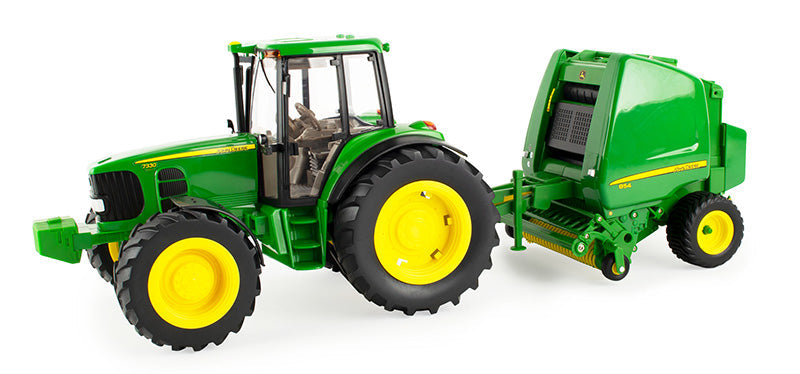 Ertl 46180 1/16 Scale John Deere 7330 Tractor And 854 Baler Set