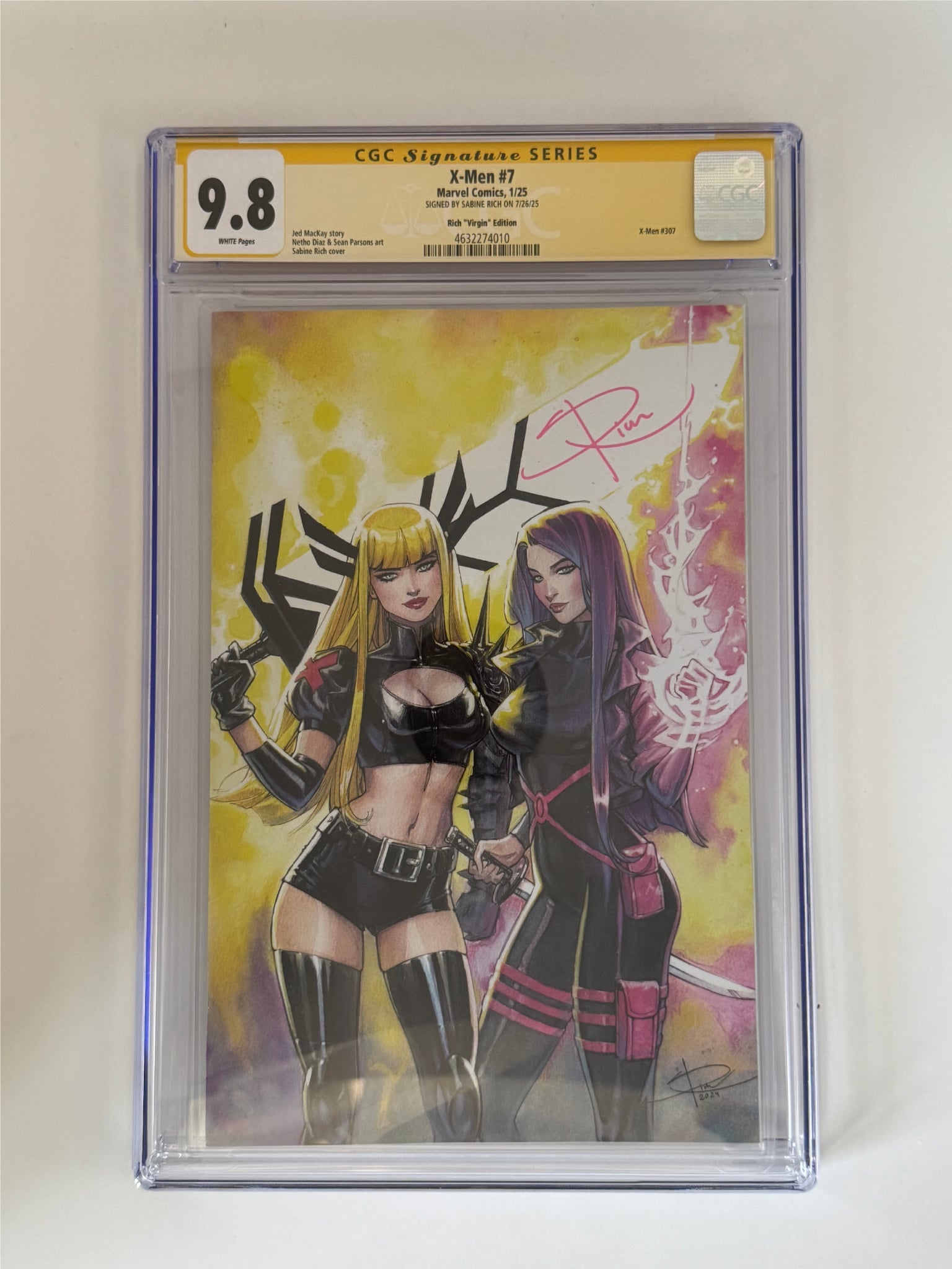 [Signed by Sabine Rich] X-Men #7 CGC 9.8 Yellow Label Sabine Rich Exclusive Virgin Var