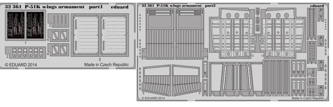 Eduard 32361 1/32 Aircraft- P51K Wings Armament for DML