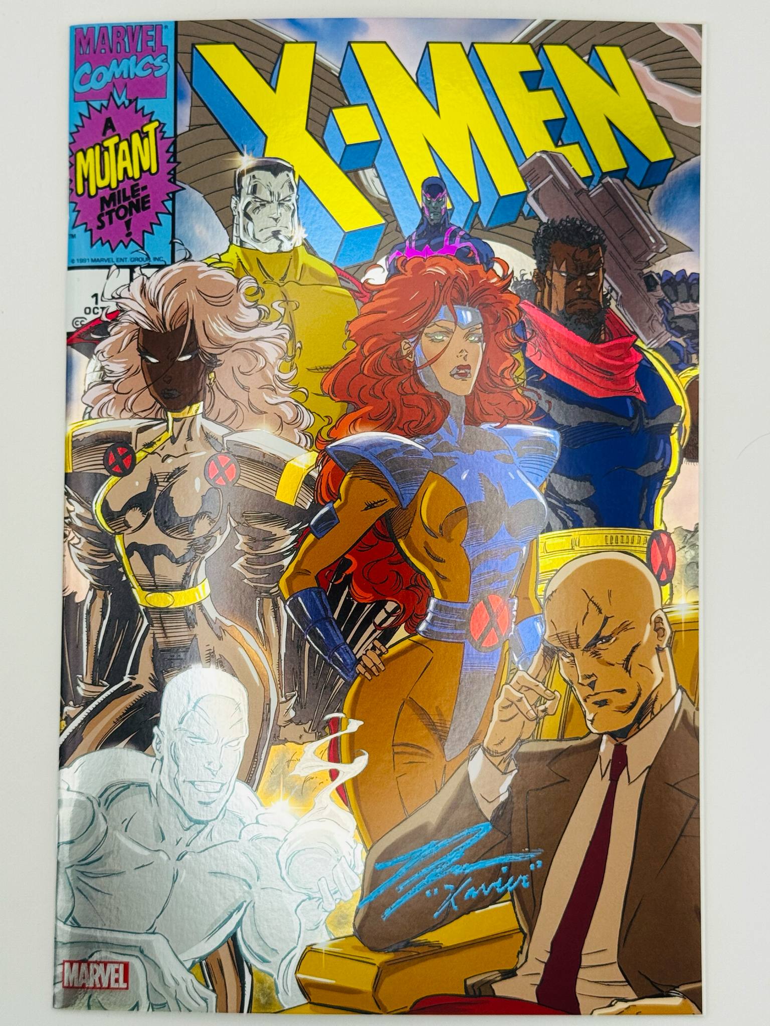 X-MEN #1 (1991) FOIL Facsimile SIGNED Ross Marquand (Prof X) K. Andrews Excl