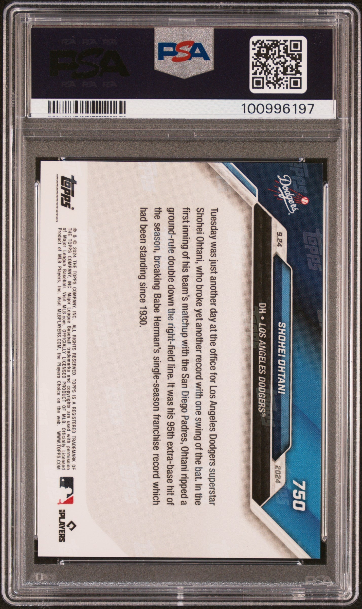 Graded 2024 Topps Now Shohei Ohtani #750 Baseball Card PSA 10 Gem Mint