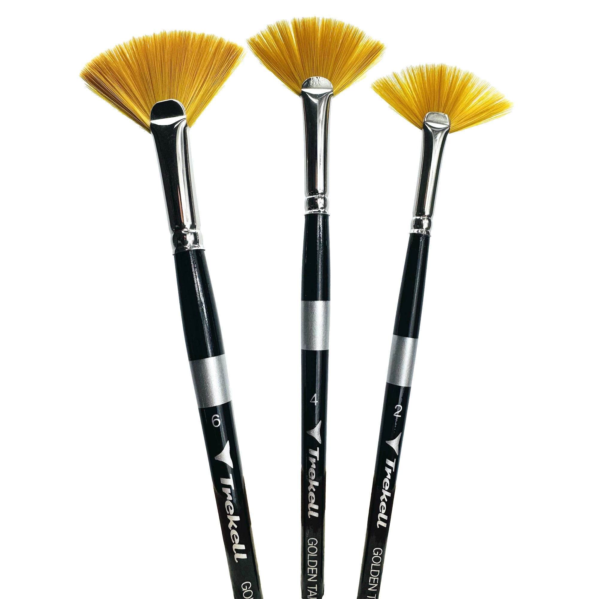 Trekell Golden Taklon Short Handle Artist Brush -  Complete Set - Fan