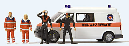 Preiser 33261 HO Scale VW T 5 Van - 2 EMT & 2 Divers Neustadt Water Rescue Team
