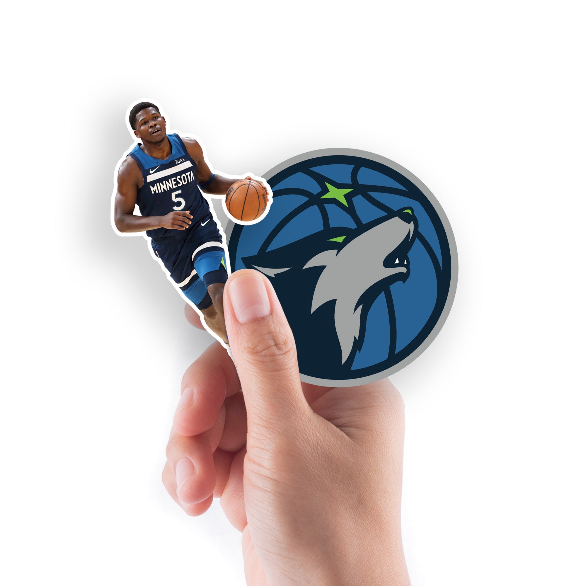 Anthony Edwards - 5 Minis (Mixed Sizes) - Official NBA - Minnesota Timberwolves - Reusable Vinyl Decals