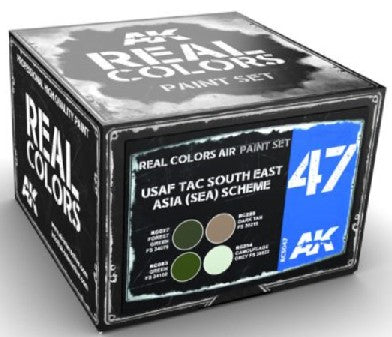 AK Interactive RCS47 Real Colors: USAF TAC South East Asia (SEA) Scheme Acrylic Lacquer Paint Set (4) 10ml Bottles
