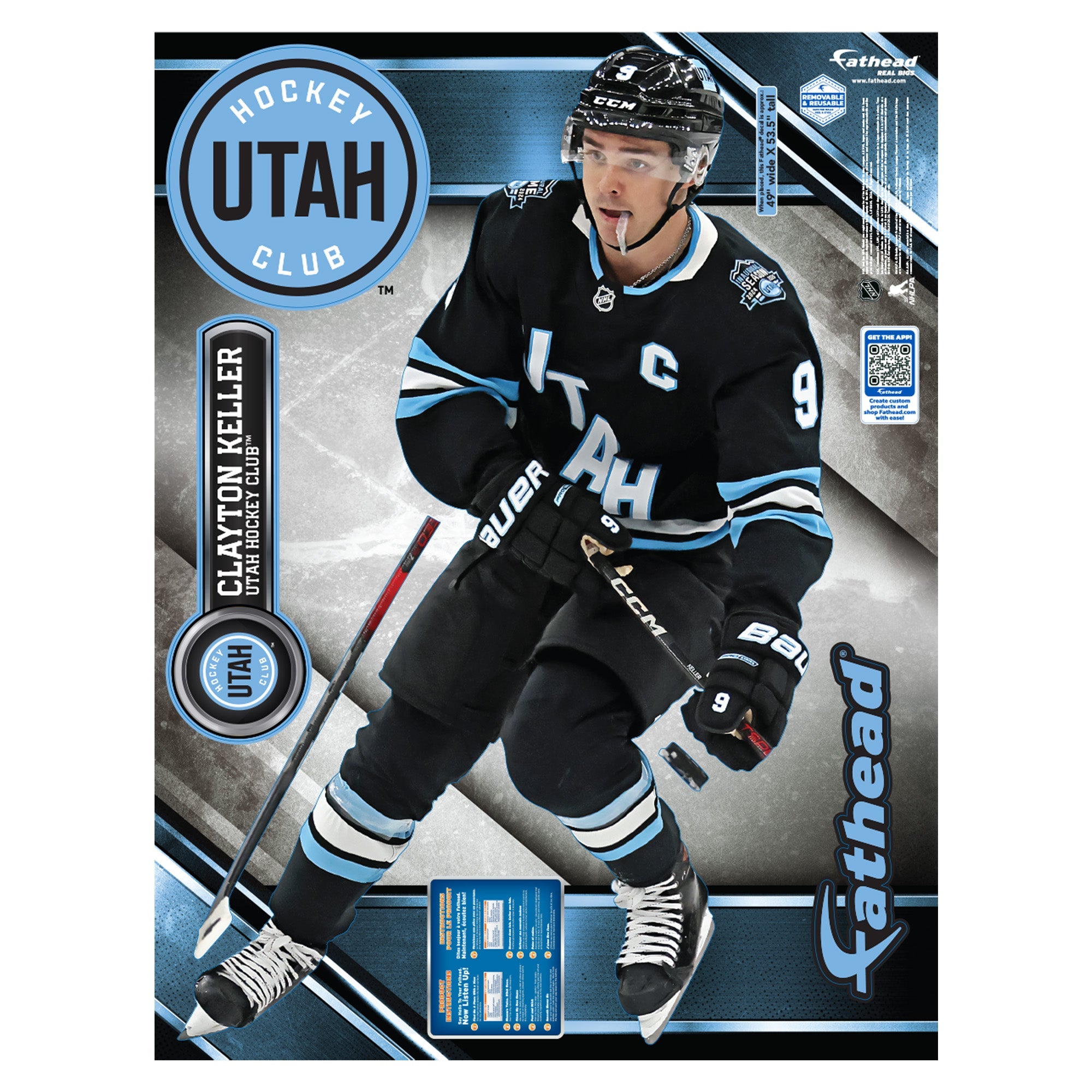 Clayton Keller - Realbig Collection - Official NHL - Utah Mammoth - Reusable Vinyl Wall Decals