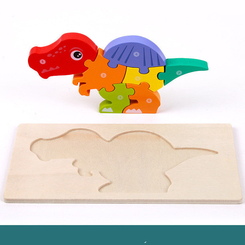Wooden 3D Dinosaur Puzzle – Montessori Educational Toy for Kids