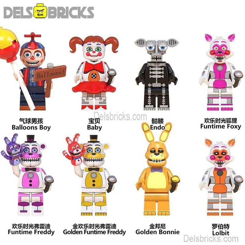 Five Nights At Freddys set of 8 Lego Minifigures custom toys Set2