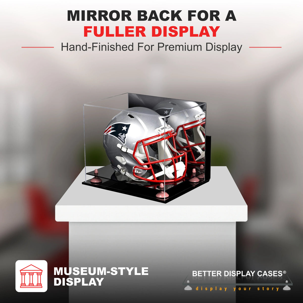 Acrylic Full Size Football Helmet Display Case - Mirror Wall Mounts (A002/V44)