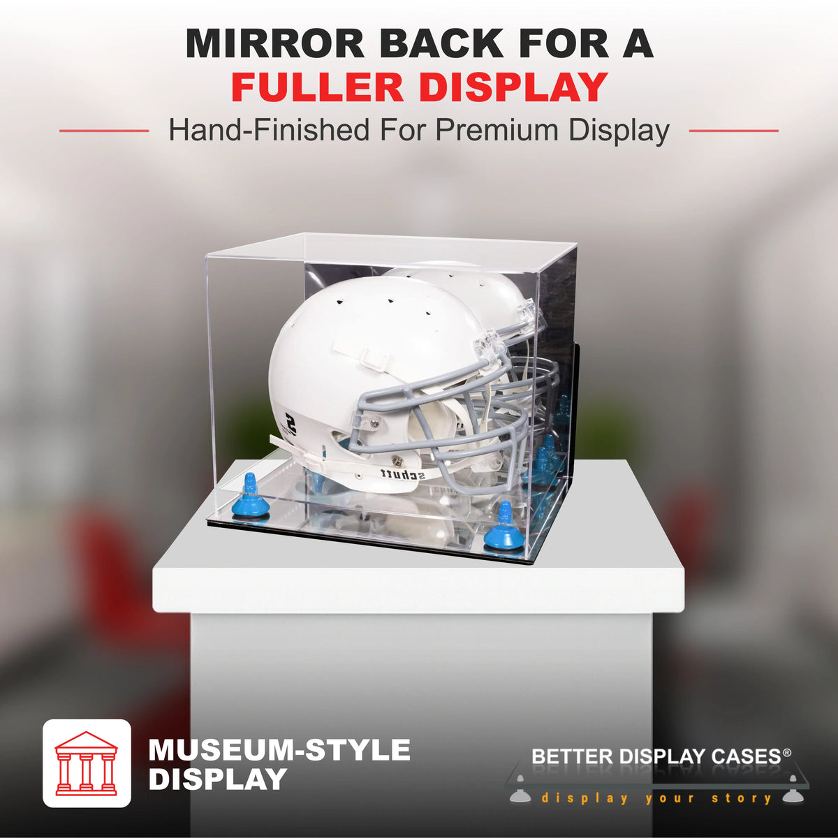 Acrylic Full Size Football Helmet Display Case - Mirror Wall Mounts (A002/V44)