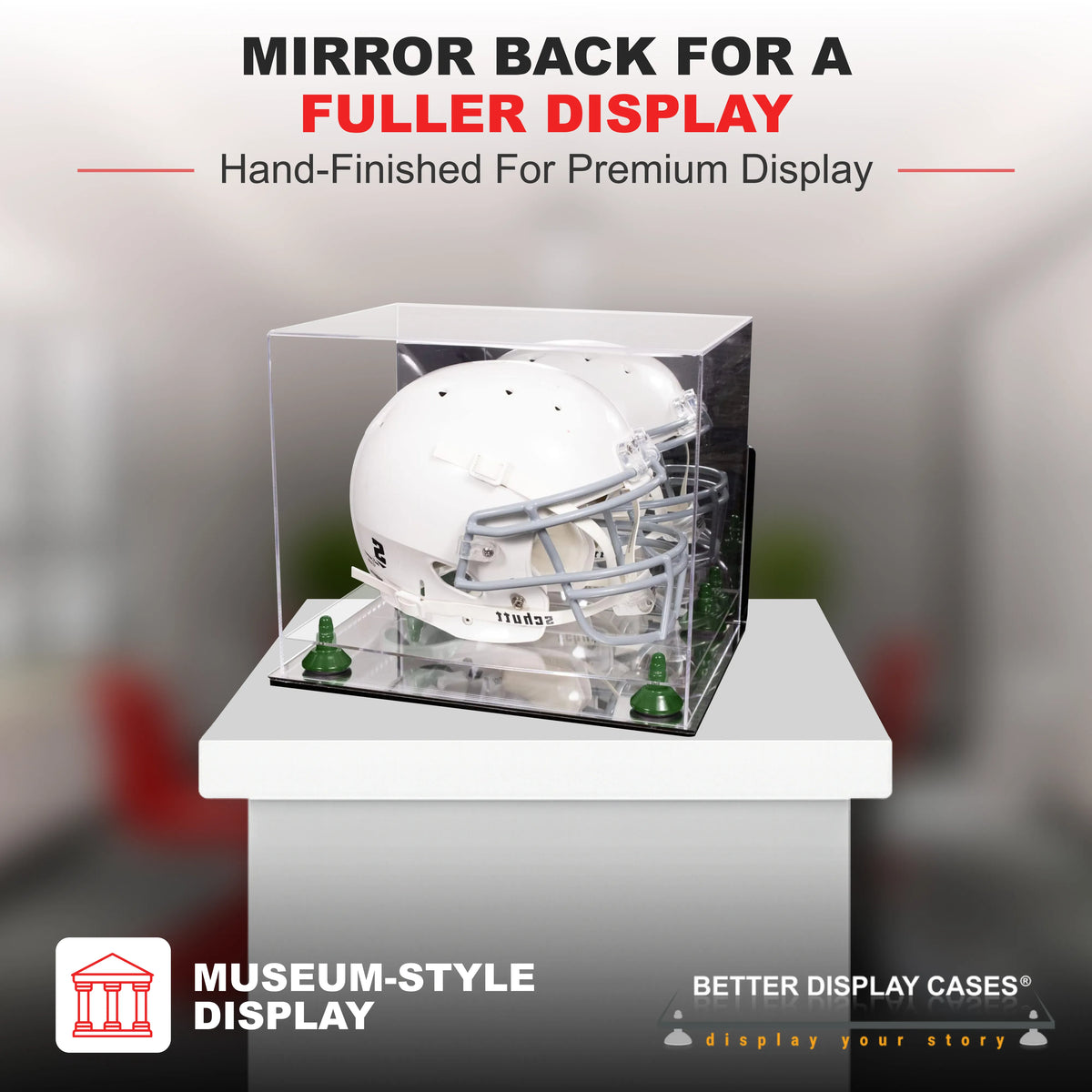Acrylic Full Size Football Helmet Display Case - Mirror Wall Mounts (A002/V44)
