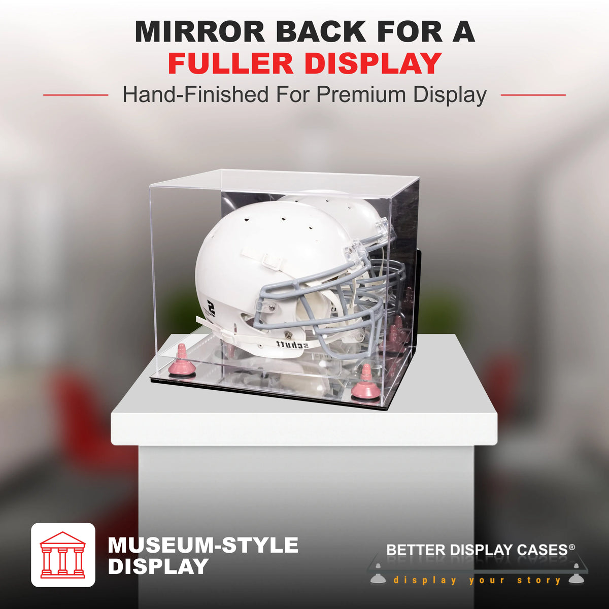 Acrylic Full Size Football Helmet Display Case - Mirror Wall Mounts (A002/V44)