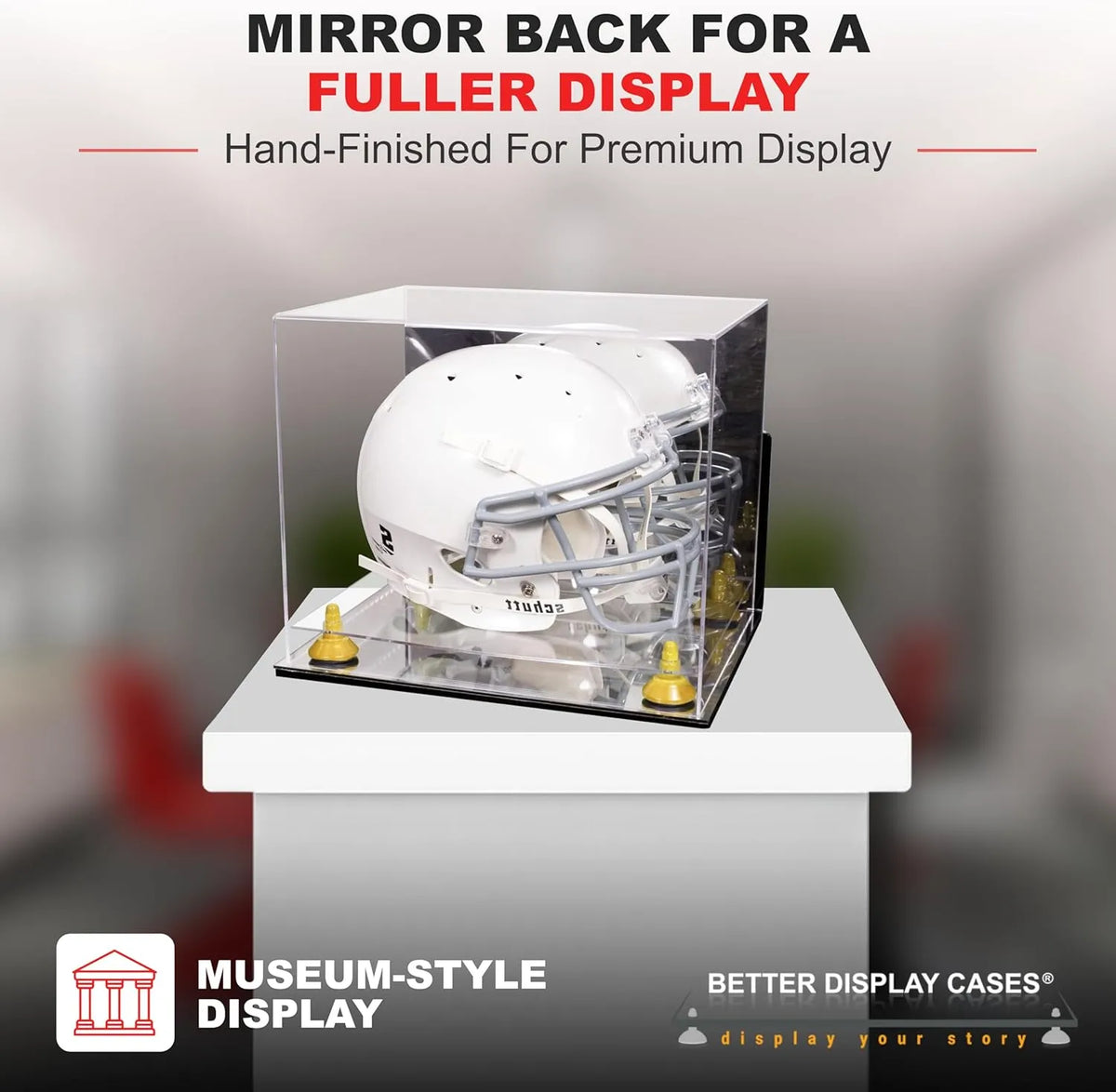 Acrylic Full Size Football Helmet Display Case - Mirror Wall Mounts (A002/V44)