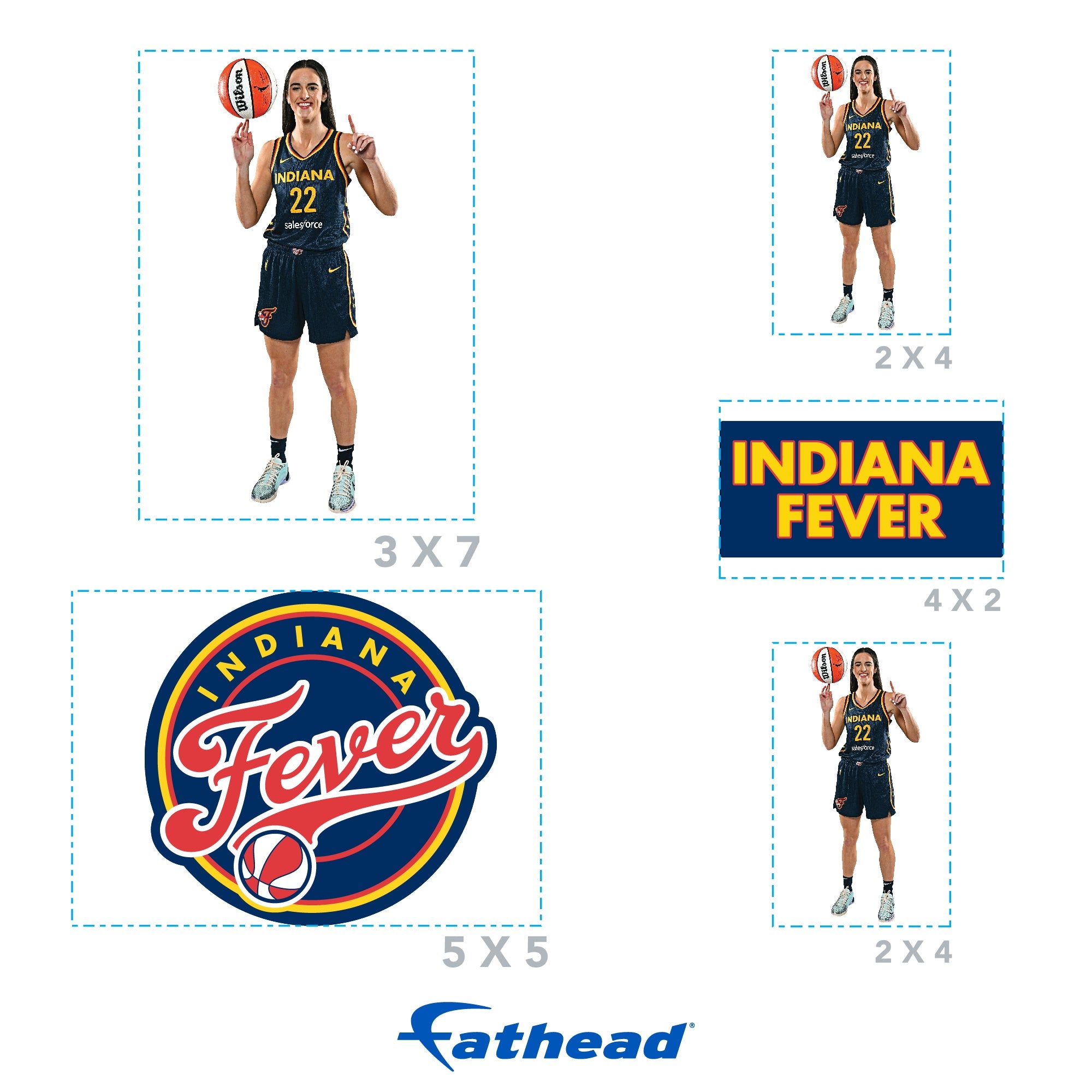 Caitlin Clark - 2 Minis (Mixed Sizes) - Official WNBA - Indiana Fever - Reusable Vinyl Decals