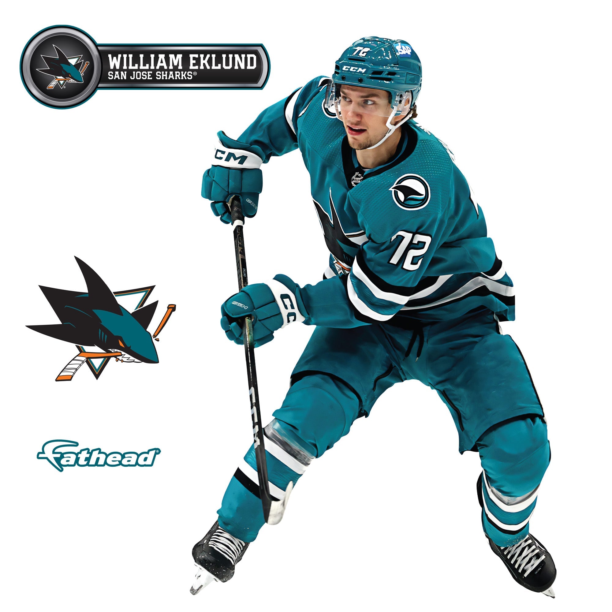 William Eklund - RealBig Collection - Official NHL - San Jose Sharks - Reusable Vinyl Wall Decals