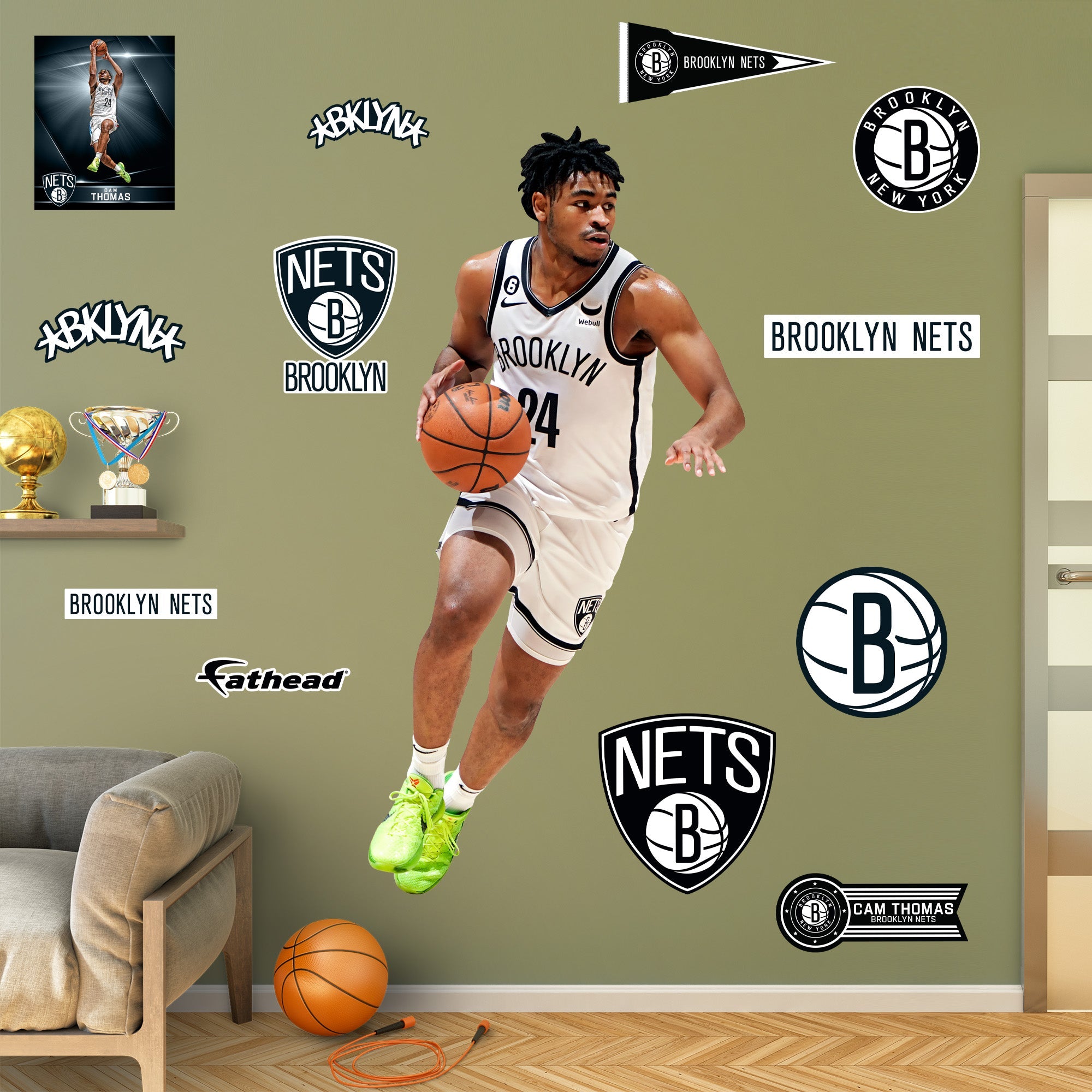 Cam Thomas - RealBig Collection - Official NBA - Brooklyn Nets - Reusable Vinyl Wall Decals