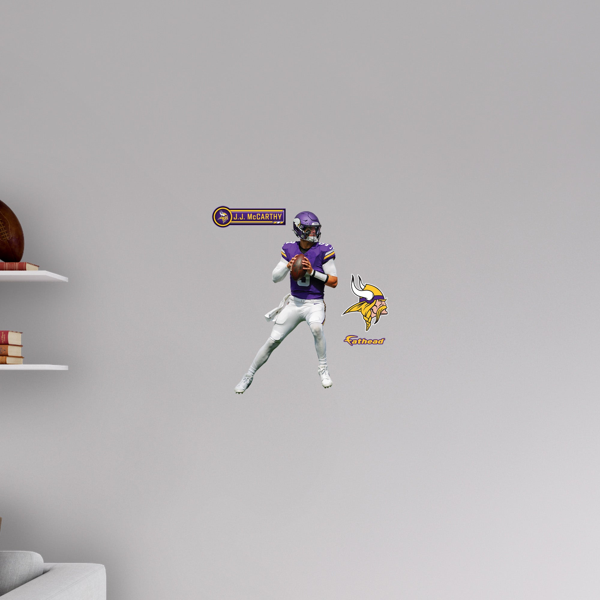 J.J. McCarthy - RealBig Collection - Official NFL - Minnesota Vikings - Reusable Vinyl Wall Decals