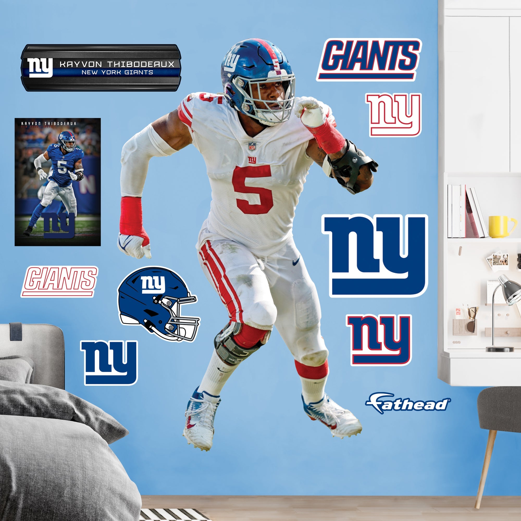 Kayvon Thibodeaux - RealBig Collection - Official NFL - New York Giants - Reusable Vinyl Wall Decals