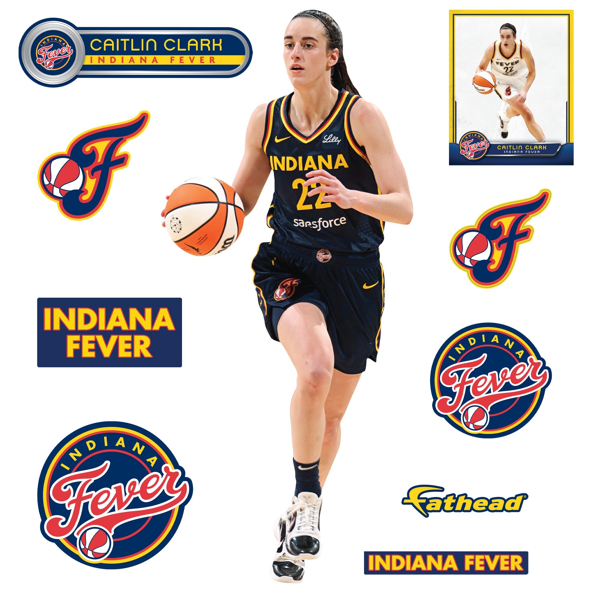 Caitlin Clark - RealBig Game Collection - Official WNBA - Indiana Fever - Reusable Vinyl Wall Decals