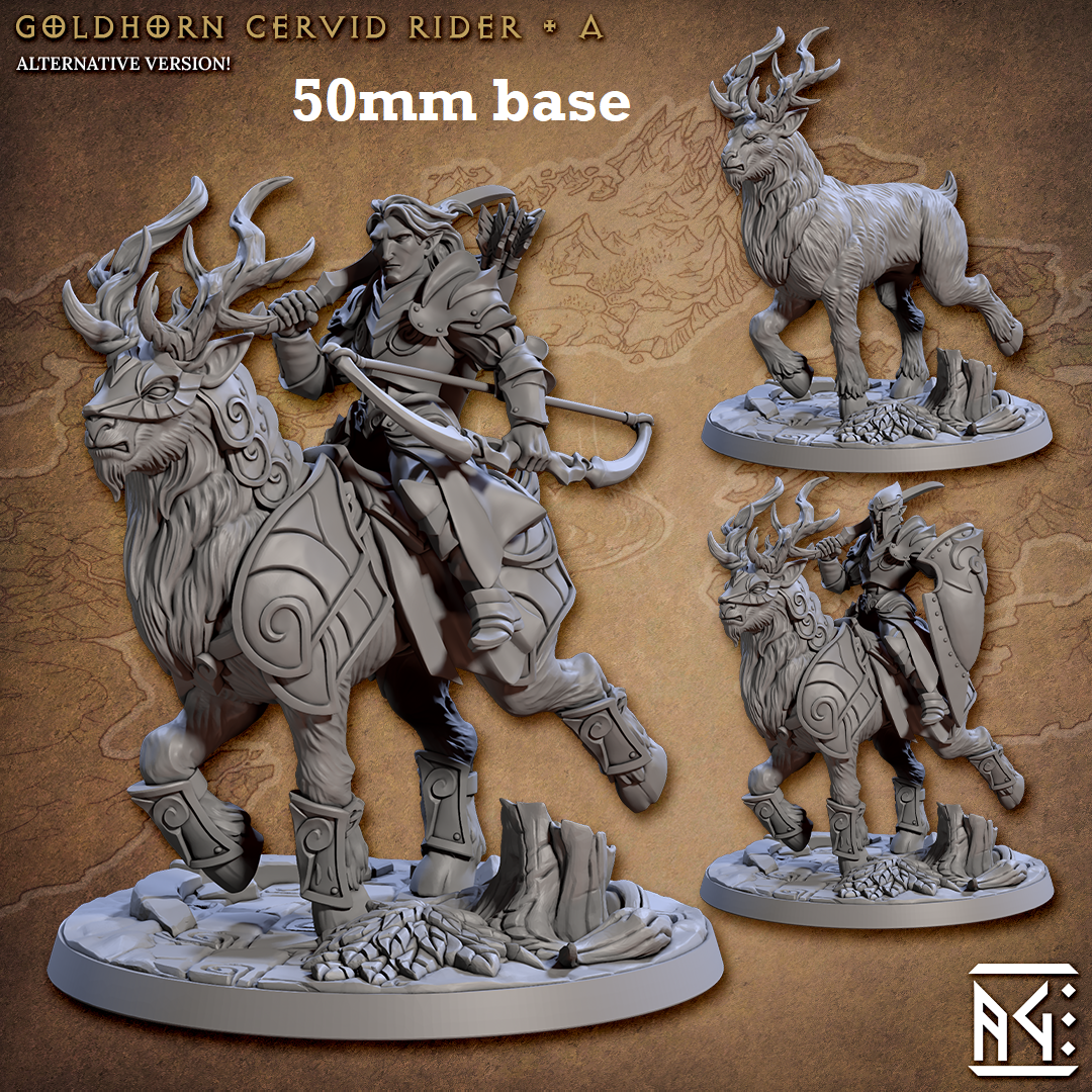 Goldhorn Cervid Riders: Sculpt A (High Elf Calvary Unit)