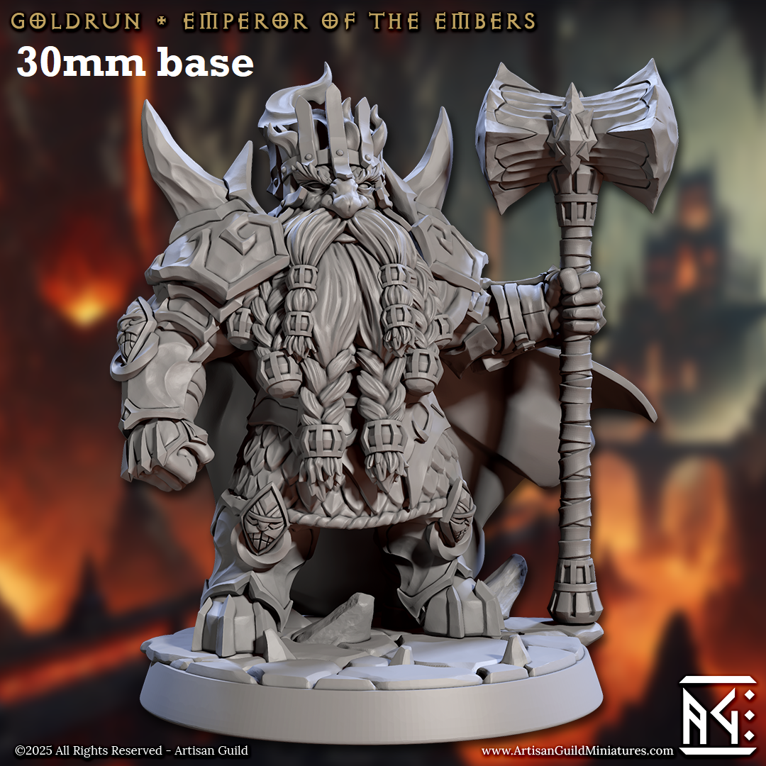 Goldrun, Emperor of the Embers (Male Fire Dwarf Warlord King)