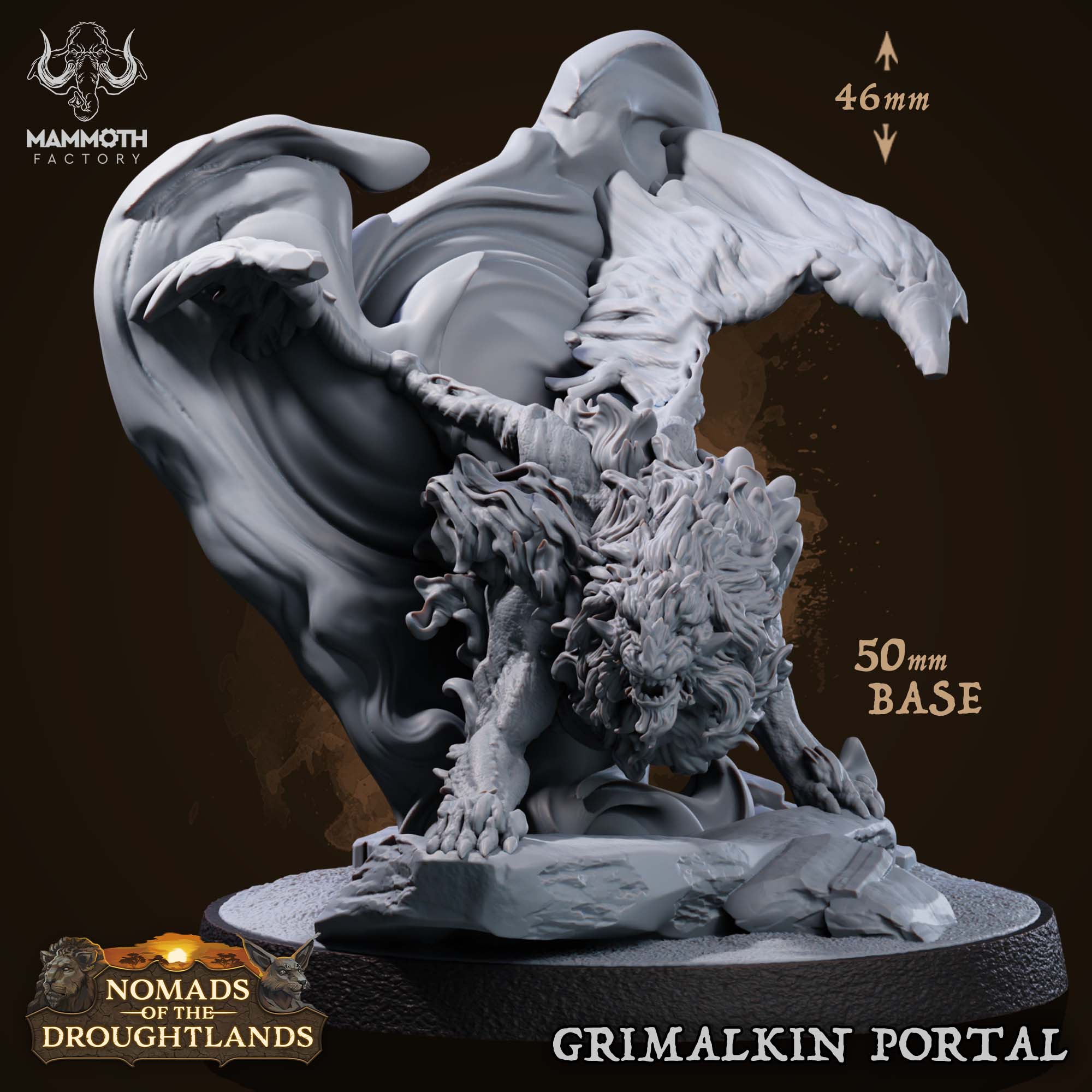 Grimalkin: Sculpt 3 with Portal (Winged Lion Fire Elemental)