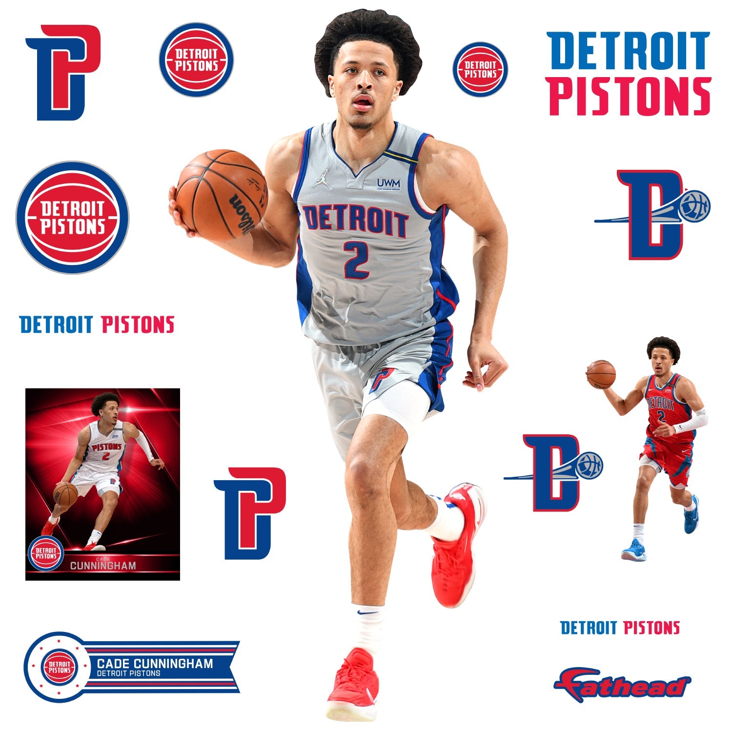 Cade Cunningham - RealBig Collection - Official NBA - Detroit Pistons - Reusable Vinyl Wall Decals