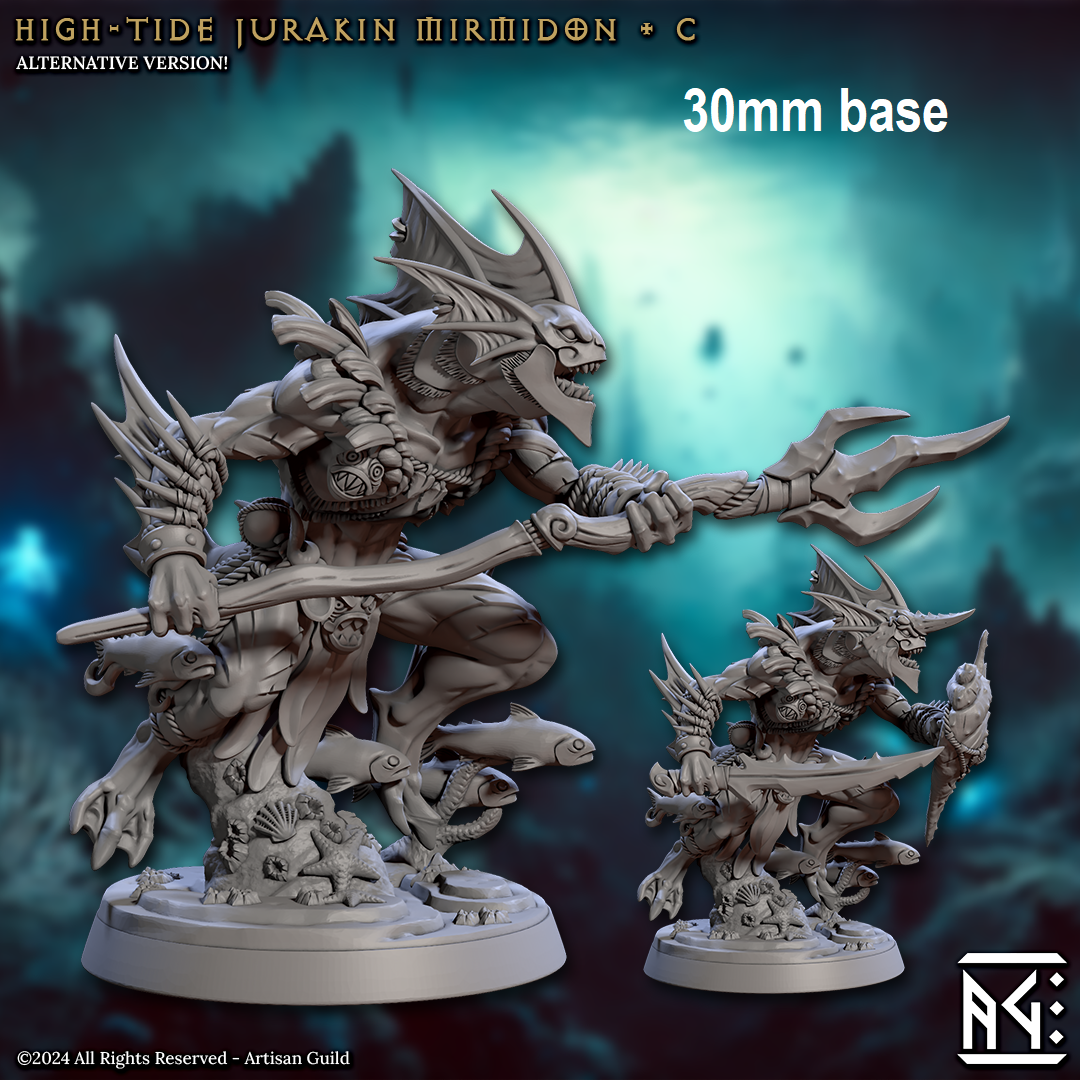 High-Tide Jurakin Mirmidon: Sculpt C (Male Merfolk Warrior)