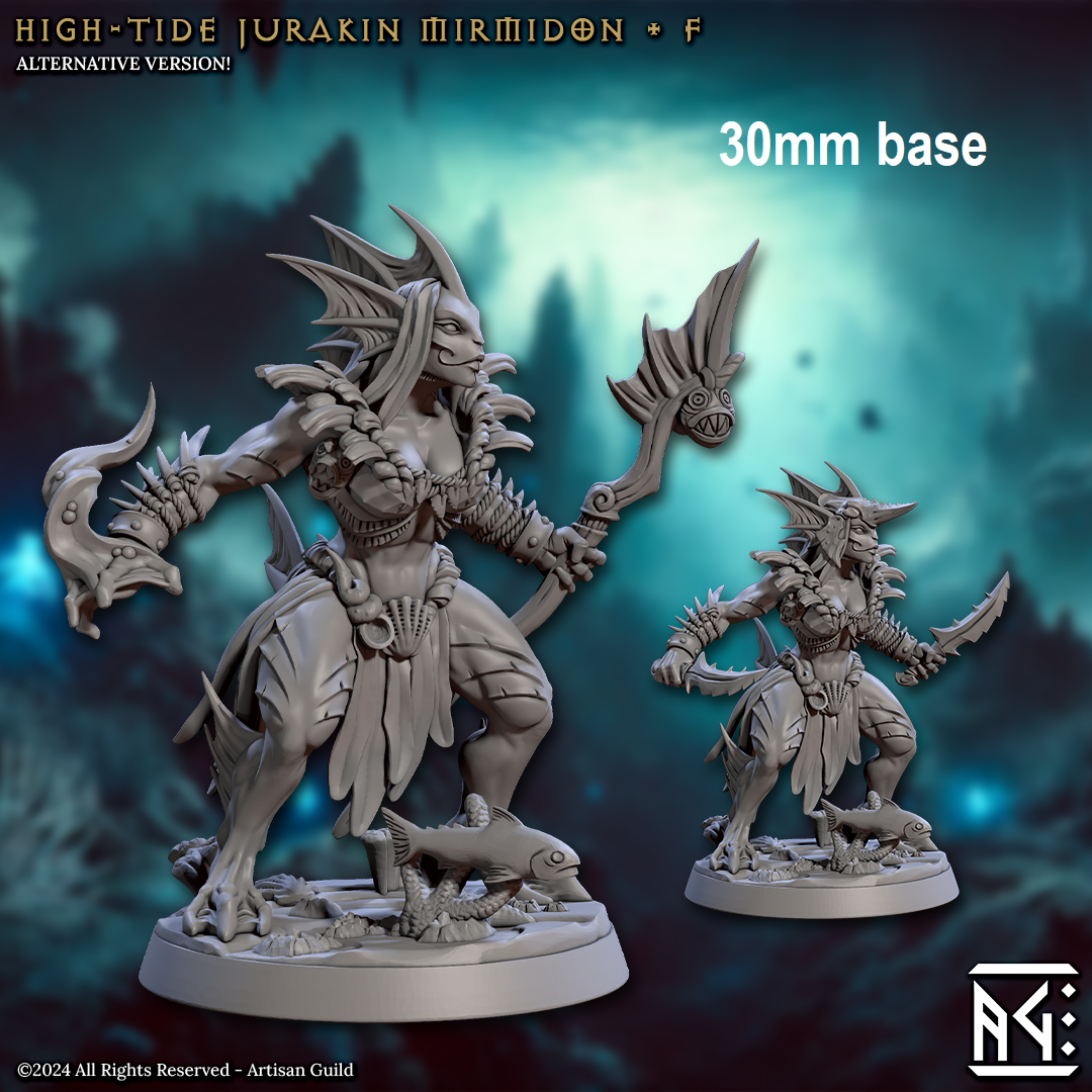 High-Tide Jurakin Mirmidon: Sculpt F (Female Merfolk Warrior)