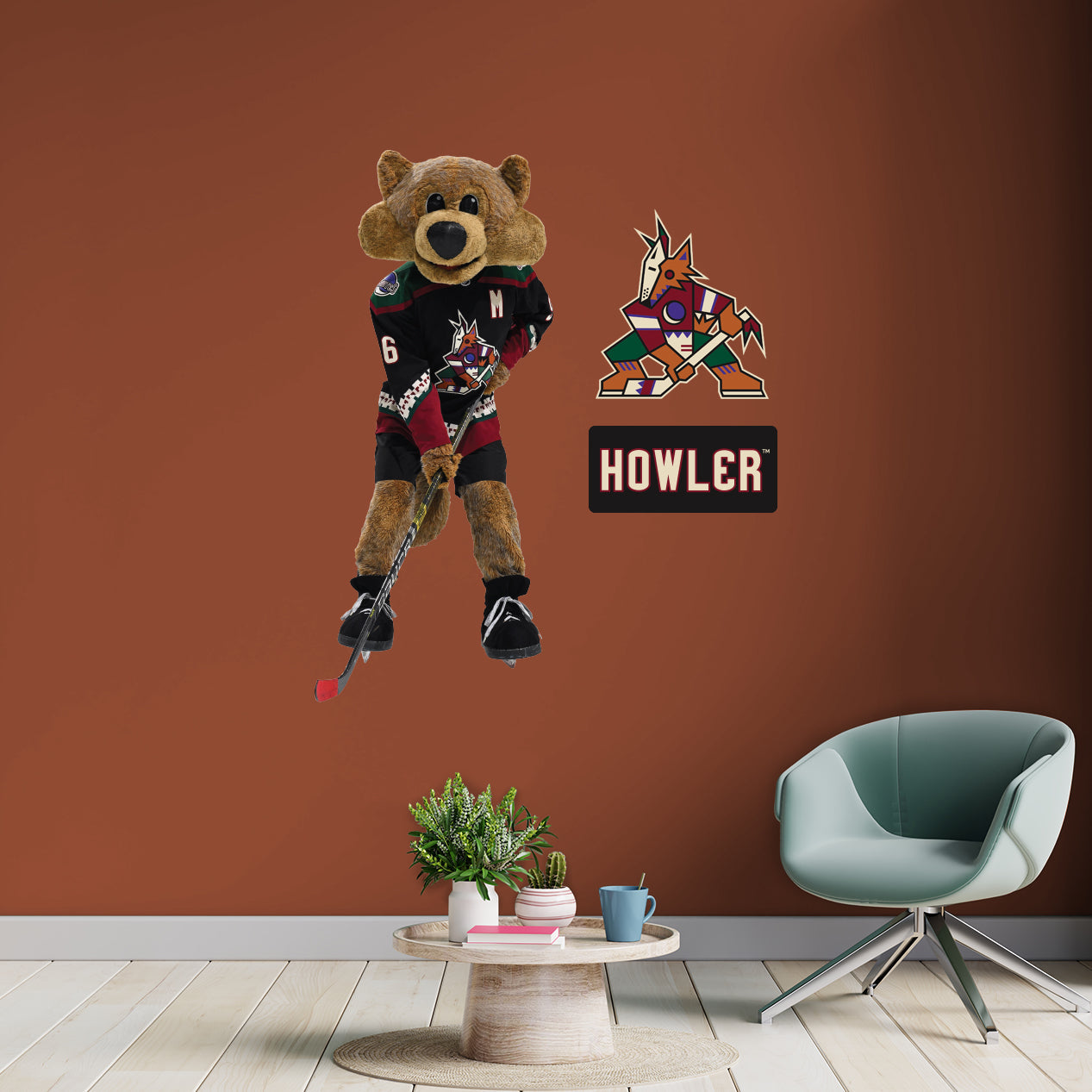 Howler Mascot - RealBig Collection - Official NHL - Arizona Coyotes - Reusable Vinyl Wall Decals