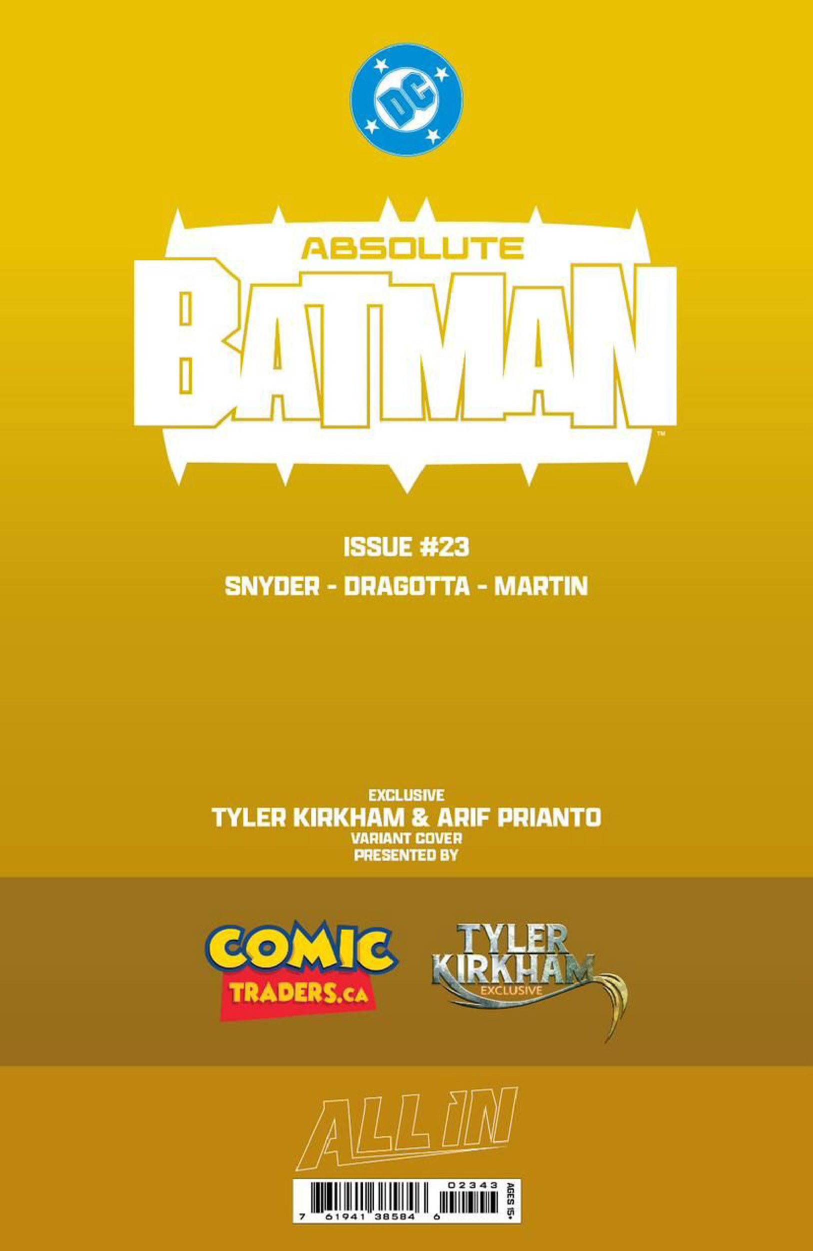 [GOLD FOIL] ABSOLUTE BATMAN #23 TYLER KIRKHAM HARLEY QUINN BATTLE DAMAGED NYCC EXCLUSIVE VIRGIN VAR (10/28/2026)