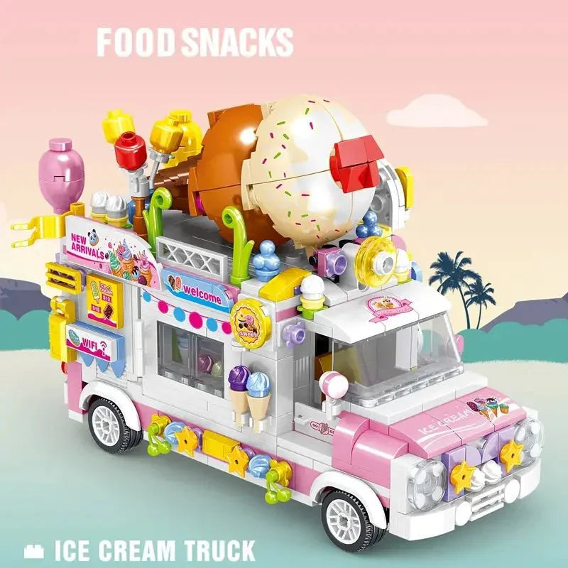 Ice Cream Truck Building Block toys Minifigures Food Trucks Fun for All over 500 Pieces